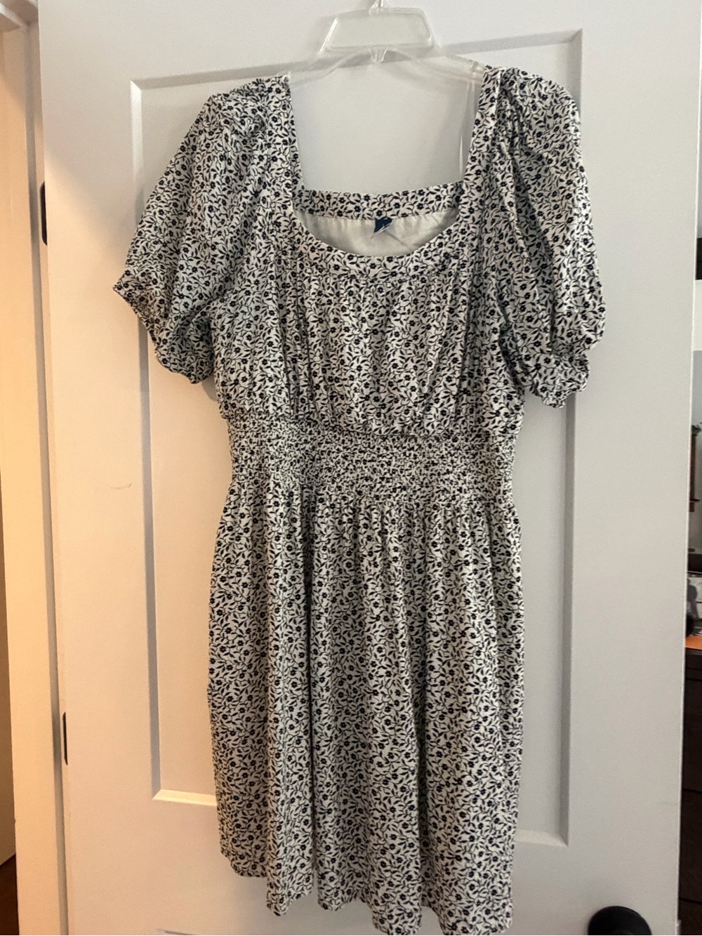 Old Navy Black and White Floral Square Neck Mini Dress